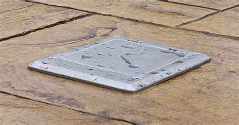 concrete electrical deck box|exterior floor mounted electrical outlet.